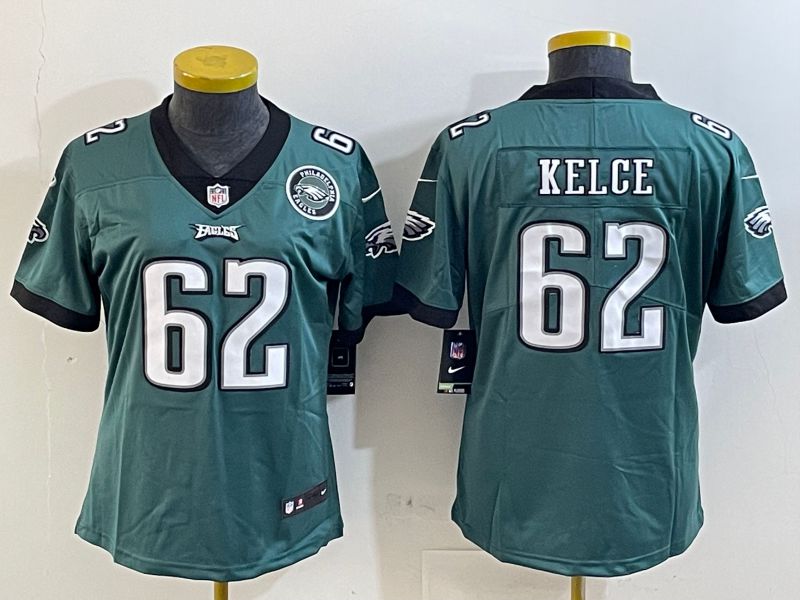 Youth Philadelphia Eagles 62 Kelce Green 2025 Nike Vapor Limited NFL Jersey style 4